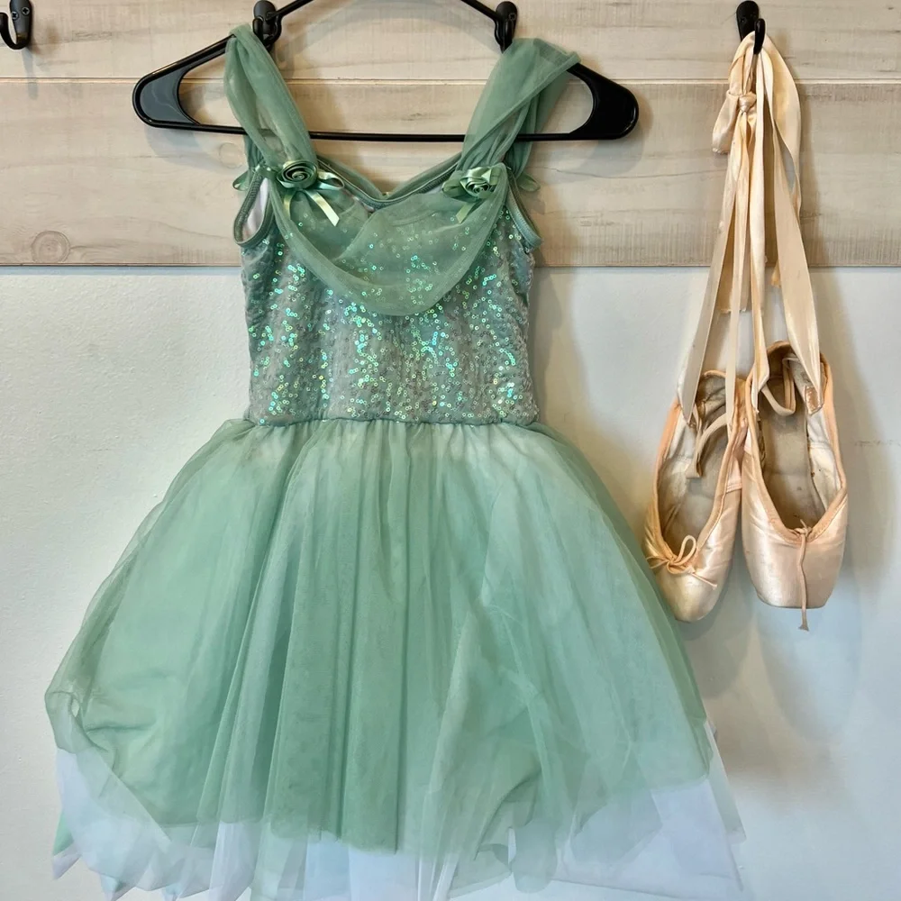 Weissman Ballerina Princess ballet tutu costume, green white recital, IC - Picture 5 of 7